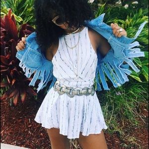 LF Striped Tie-Back Romper
